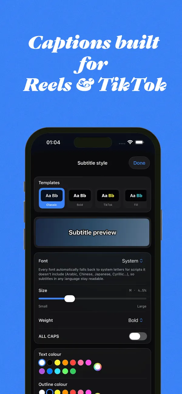subMatik iOS — private by design, on-device transcription settings